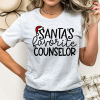 Santa's Favorite Counselor Graphic Tees | School Faculty | Santa Hat | Nice List | School | Christmas Break | Layering Tee