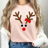 Reindeer Girl Character Graphic Tee | Matching | Christmas Movie | Rudolph | Holiday Season | Red Nose | Winter Animal