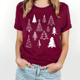 Simplistic Christmas Trees Grid Graphic Tee | Doodle Trees | Unique | Layering Tee | Holiday | Pine Trees | Festive