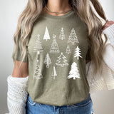 Simplistic Christmas Trees Grid Graphic Tee | Doodle Trees | Unique | Layering Tee | Holiday | Pine Trees | Festive