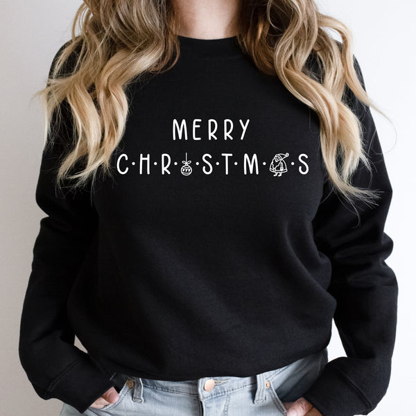 Merry Christmas Simplistic Graphic Comfy Sweatshirt | Warm Fleece Lined | Soft | Holiday | Jolly | Christmas Season | Ornament | Santa