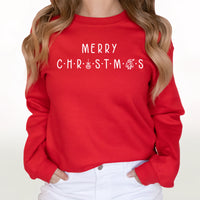 Merry Christmas Simplistic Graphic Comfy Sweatshirt | Warm Fleece Lined | Soft | Holiday | Jolly | Christmas Season | Ornament | Santa