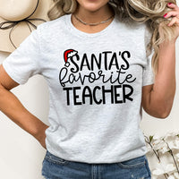 Santa's Favorite Teacher Graphic Tees | School Faculty | Teach | Learning | Nice List | Satna Hat | Layering Tee