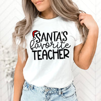 Santa's Favorite Teacher Graphic Tees | School Faculty | Teach | Learning | Nice List | Satna Hat | Layering Tee
