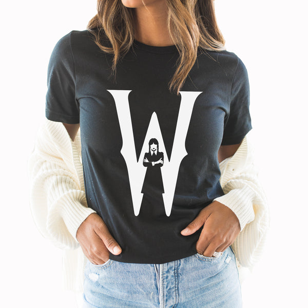 W For Wednesday Graphic Tee | Wednesday TV Show | Nevermore Academy | Wednesday Addams