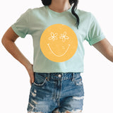 Smiley Face Graphic Tee | Smiley | Happy Face | Flower | Spring | Happy | Smile | Happy | Cheerful | Always Smiling