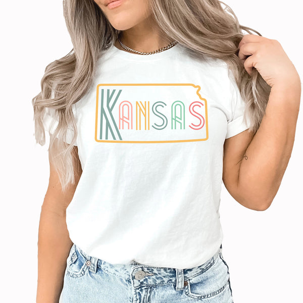 Kansas Line Art Graphic Tee | Home State | Line Art | United States | Kansas