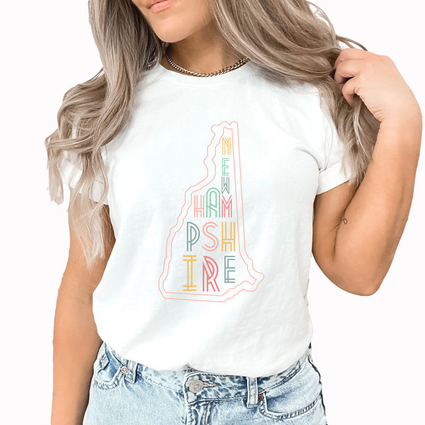 New Hampshire Line Art Graphic Tee | New Hampshire | Line Art | united States | Home State