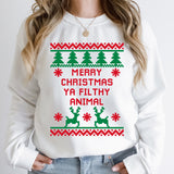 Merry Christmas Ya Filthy Animal Comfy Sweatshirt | Ugly Christmas Sweater | Holiday Movie | Prank | Christmas Show | Vacation | Funny Graphic