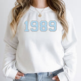1989 Comfy Sweatshirt | Faux Chenille | Baby Blue | Trending | Music Album  | Taylor | Graphic Sweatshirt | Fleece Lined | Comfy and Warm