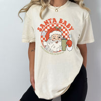 Red Santa Baby Comfort Colors Tee | Checkered | Leave a Stanley Under The Tree | Vintage | Retro | Santa
