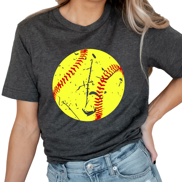 Distressed Softball Graphic Tee | Softball | Sports Mom | Distressed | Softball Player | Game Day | Bat | Home Base