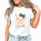 Lucky Piglet Graphic Tee | St Patrick's day | Lucky Girl | Cute Piglet | Barnyard Animal