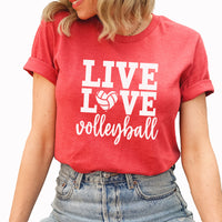 Live Love Volleyball Graphic Tee | Distressed | Volleyball Mom | Volleyball | Sports Mom | Volleyball Love
