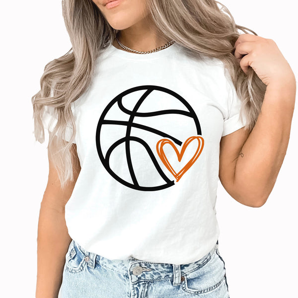 Basketball Heart Graphic Tee | Basketball | Heart | Basketball Time | Basketball Court | Hoop