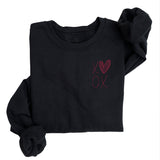 XOXO Love Embroidered Sweatshirt | Comfy Fleece Lined | Valentines Day | Heart | Valentine | Pullover | Hand Stitched Look