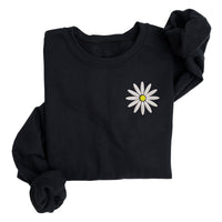 Daisy Embroidered Sweatshirt | Flower | Fleece Line Pullover | Spring | Stitched | Floral | Summer