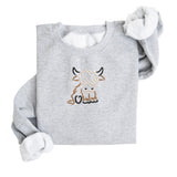Highland Cow Embroidered Sweatshirt | Fleece Lined Pullover | Western Cow | Cute Animal | Baby Cow | Stitched