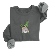 Shamrock Gnome Embroidered Sweatshirt | Fleece Lined Pullover | St. Patrick's Day | Leprechaun | Shamrock | Four Leaf Clover | Stitched | Green | Lucky