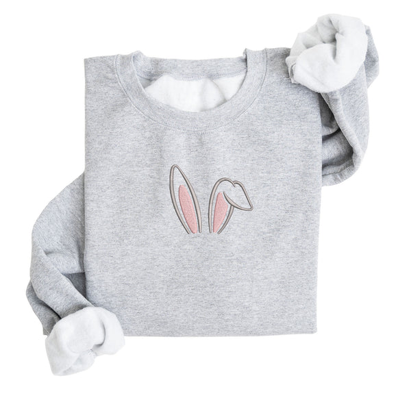 Bunny Ears Embroidered Sweatshirt | Fleece Lined Pullover | Easter | Spring | Easter Bunny | Easter Sunday | Easter Rabbit | Stitched