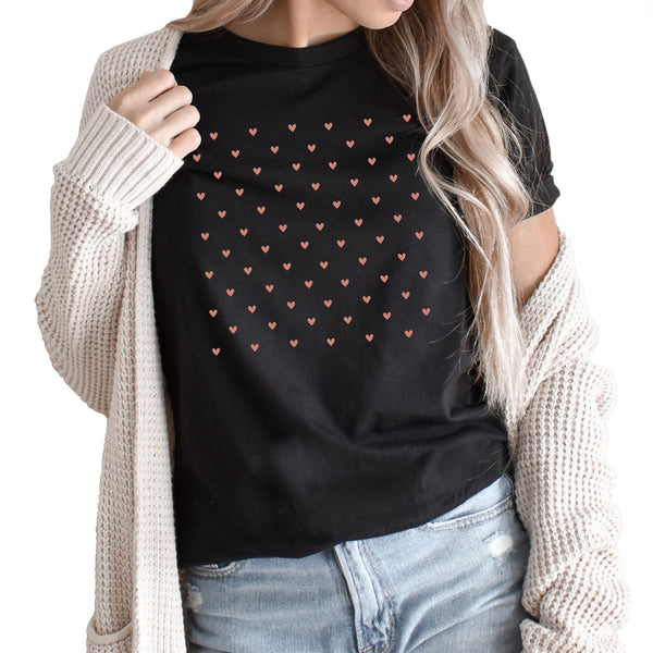 Heart Grid Polkadot Valentines Graphic Tee | Hearts | Love | Valentine's Day | V-Day | Galentines | Pink | Romance | Sweetheart | Cute | Layering Tee