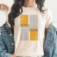 Mustard Yellow Block Graphic Tee | Abstract Block Design
