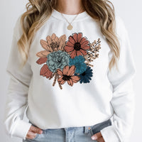 Bold Floral Comfy Sweatshirt | Bold Statement Flowers | Boho Spring Flowers |Warm Fleece Lined | Wildflower | Warm Colors | Floral Print