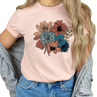 Bold Floral Graphic Tee | Bold Statement Flowers | Super Soft | Boho Spring Flowers | Layering Tee | Wildflower | Warm Colors | Floral Print