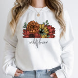 Bold Wildflower Bouquet Comfy Sweatshirt | Bold Statement Flowers | Boho Spring Flowers | Warm Fleece Lined | Wildflower | Warm Colors | Floral Print