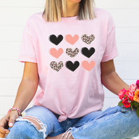 Pattern Heart Grid Graphic Tee | Heart | Love | Valentine | Valentine's Day | Leopard Print | Heart Grid