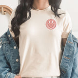 Pink Pocket Smiley Graphic Tee | Pocket Tee | Smiley | Checkered Smile | Happy | Distressed
