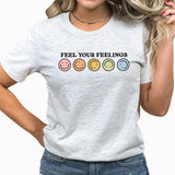 Feel Your Feelings Graphic Tee | Emotions | Feelings | Have A Good Day | Feel Happy | Smiley Face | Passion