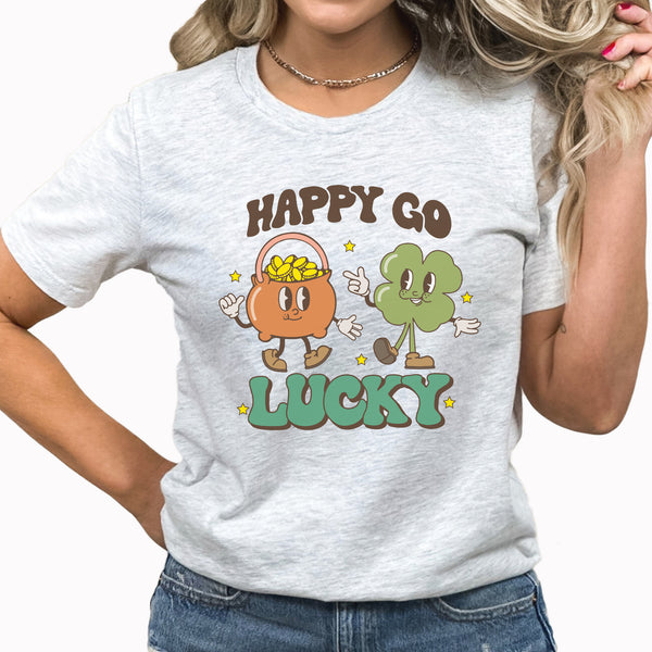 Happy Go Lucky Graphic Tee | Lucky Coin | St Patrick's Day | Clover | Shamrock | Happy Go Lucky