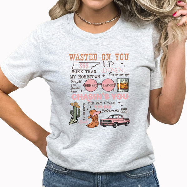 Wasted On You Graphic Tee | Morgan Wallen | Country Music | Western | Cowboy | Cowboy Boots | Lyrics