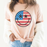 Flag Smiley Graphic Tee | Smiley Face | Stars And Stripes | Flag | American | Patriotic | Independence Day