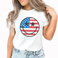 Flag Smiley Graphic Tee | Smiley Face | Stars And Stripes | Flag | American | Patriotic | Independence Day