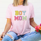 Boy Mom Graphic Tee | Varsity Letter | Mom | Mother | Mama | Mother's Day | Block Lettering
