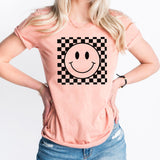 Smiley Face Graphic Tee | Checkered Smiley | Fun Face | Happy | Smile | Be happy