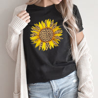 Single Sunflower Graphic Tee | Summer Flowers | Floral | Summer | Leopard Print