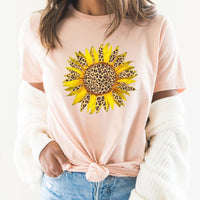 Single Sunflower Graphic Tee | Summer Flowers | Floral | Summer | Leopard Print