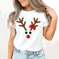 Reindeer Girl Character Graphic Tee | Matching | Christmas Movie | Rudolph | Holiday Season | Red Nose | Winter Animal