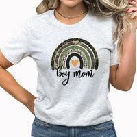 Boy Mom Camouflage Rainbow Graphic Tee | Dirt | Mom Of Both | Little Boys | Mom Life | Camouflage | Mother | Children