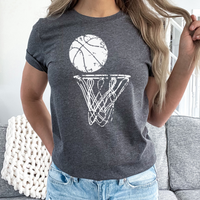 Distressed Basketball Hoop Graphic Tee | Sports Game | Hoops | Team | Game Day | Basketball Mom | Shoot Hoops | Play Ball
