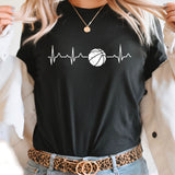 Basketball Heartbeat Graphic Tee | Distressed Basketball | Basketball Life | Love Sports | Game Day | Layering Tee | Team | Court | Basket | Sports Mom