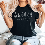 Merry Christmas Tree Doodles Graphic Tee | Merry | Christmas | Holiday Season | 6 Trees | Forest | Christmas Tree