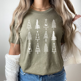 Doodle Christmas Tree Grid Graphic Tee | Holiday Season | Doddle Grid | Holiday Season | 12 Trees | White Design | Layering Tee