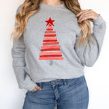 Jolly Christmas Tree Graphic Sweatshirt | Comfy Fleece Lined | Red Tree | Watercolor Print | Dark Red | Abstract Art | Christmas Tree | Holiday Season
