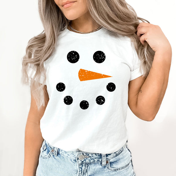 Snowman Christmas Character Graphic Tee | Winter Wonderland | Carrot Nose | Snow | Cold | Frosty | Snowflake | Layering Tee