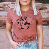 Aces Cowboy Trendy Graphic Tee | Western | Playing Cards | Horse | Rodeo | Wild West | Laying Tee | Simple Graphic | Deck of Cards