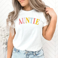Colorful Auntie Graphic Tee | Cool Aunt | Family | Layering Tee | Niece and Nephew | Rainbow | Bright and Colorful
